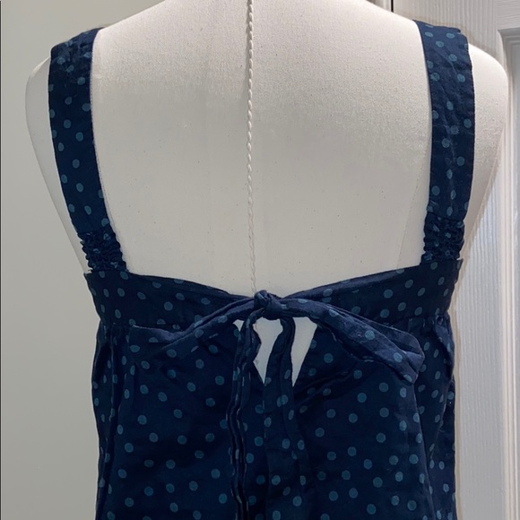 American Eagle Polka Dot Smock Tie Back Top - Picture 5 of 12